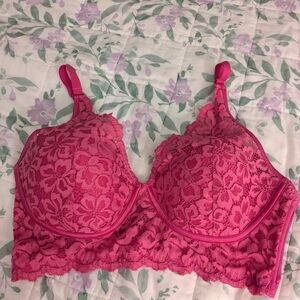 Maidenform 36C Hot Pink Lace Floral Padded Bra